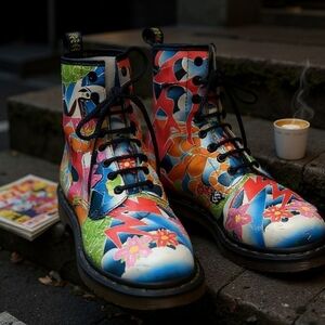 Dr Martens 1460 Psych Tattoo Boots Size 10 😍😍